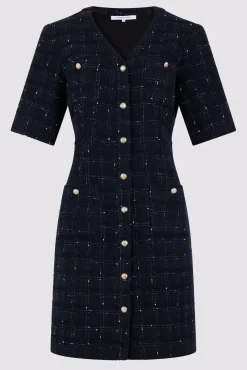 Robe Courte En Tweed Marine - Elenita<Gerard Darel Discount
