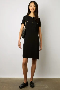 Robe Courte Et Cintree Unie Noir - Ellis<Gerard Darel Hot