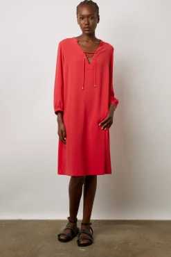 Robe Courte Fluide A Lacet Corail - Edika<Gerard Darel Clearance
