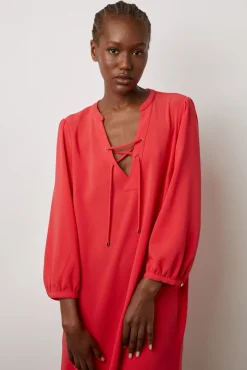 Robe Courte Fluide A Lacet Corail - Edika<Gerard Darel Clearance