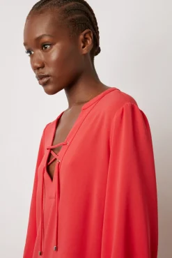 Robe Courte Fluide A Lacet Corail - Edika<Gerard Darel Clearance