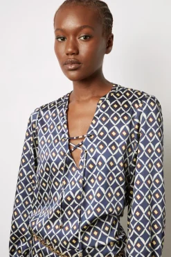 Robe Courte Fluide Imprimee Encre - Ekram<Gerard Darel Discount