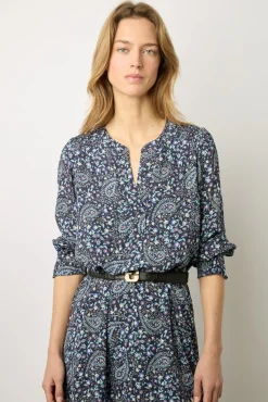 Robe Courte Imprime Cachemire Bleu - Evolenn<Gerard Darel Sale
