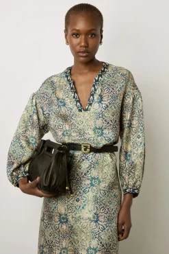 Robe Droite En 100% Soie Indigo - Elnora<Gerard Darel New