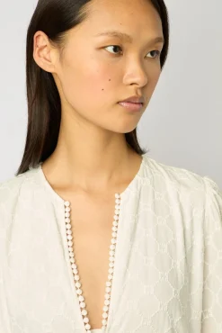 Robe Longue Blanche Brodee Blanc - Etann<Gerard Darel Hot