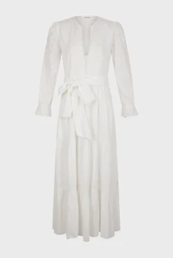 Robe Longue Blanche Brodee Blanc - Etann<Gerard Darel Hot