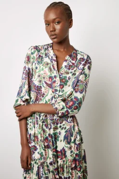Robe Longue Cintree A Fleurs Ecru - Elycia<Gerard Darel Fashion