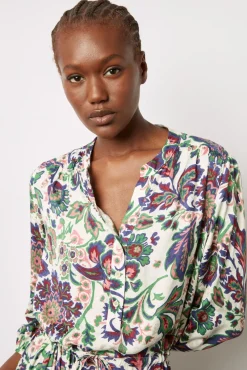 Robe Longue Cintree A Fleurs Ecru - Elycia<Gerard Darel Fashion