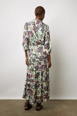 Robe Longue Cintree A Fleurs Ecru - Elycia<Gerard Darel Fashion