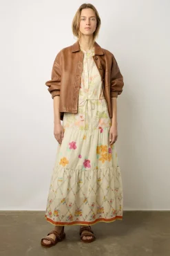 Robe Longue Cintree Fleurie Multicolore -<Gerard Darel Sale