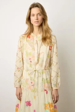 Robe Longue Cintree Fleurie Multicolore -<Gerard Darel Sale