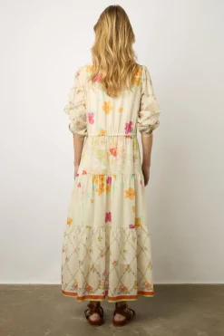 Robe Longue Cintree Fleurie Multicolore -<Gerard Darel Sale