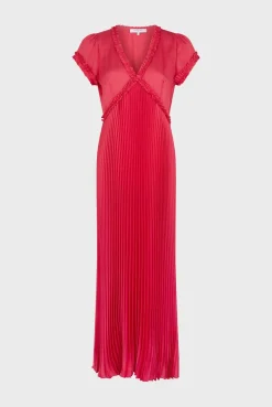 Robe Longue Cintree Plissee Rose Vif - Elvy<Gerard Darel New