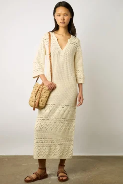 Robe Longue En Crochet Ecru - Emanuela<Gerard Darel Sale