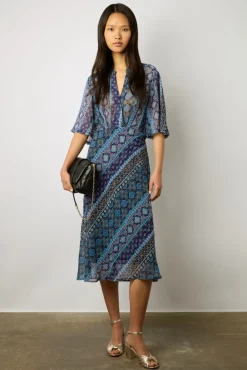 Robe Midi A Petits Clous Indigo - Elia<Gerard Darel Hot