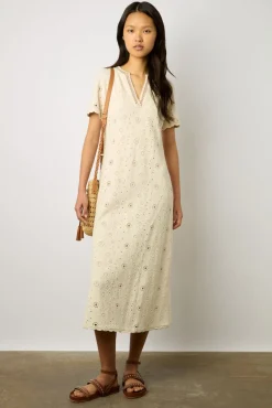 Robe Midi Brodee Naturel - Elouane<Gerard Darel Discount