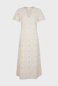 Robe Midi Brodee Naturel - Elouane<Gerard Darel Discount