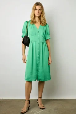 Robe Midi Cintree Smocks Emeraude - Elonie<Gerard Darel New