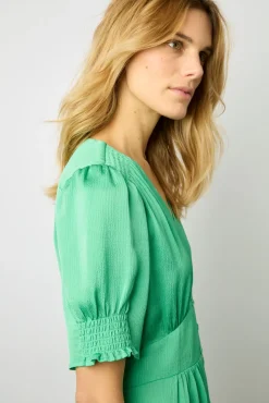 Robe Midi Cintree Smocks Emeraude - Elonie<Gerard Darel New