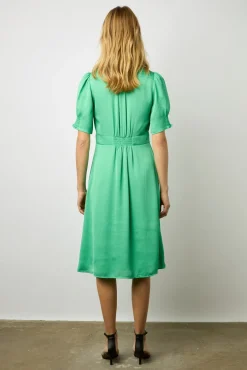 Robe Midi Cintree Smocks Emeraude - Elonie<Gerard Darel New