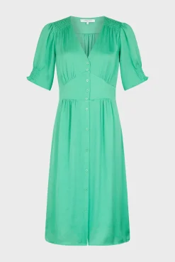 Robe Midi Cintree Smocks Emeraude - Elonie<Gerard Darel New