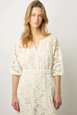 Robe Midi En Broderies Blanc - Eleonie<Gerard Darel Clearance