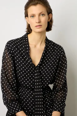 Robe Midi En Crepe A Pois Marine - Elda<Gerard Darel New