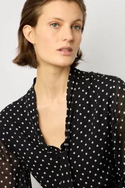 Robe Midi En Crepe A Pois Marine - Elda<Gerard Darel New