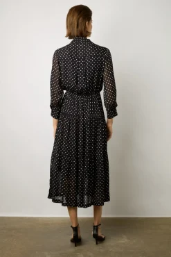 Robe Midi En Crepe A Pois Marine - Elda<Gerard Darel New