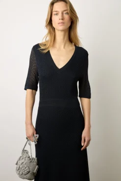 Robe Midi En Maille Ajouree Marine - Emi<Gerard Darel Clearance