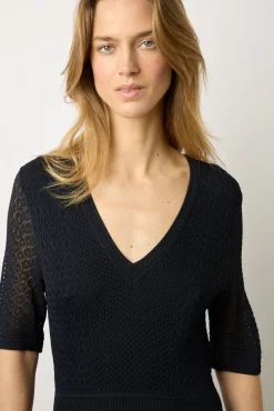 Robe Midi En Maille Ajouree Marine - Emi<Gerard Darel Clearance