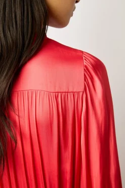 Robe Midi En Satin A Volants Corail - Endy<Gerard Darel Discount
