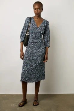 Robe Midi Imprimee Marine - Estelle<Gerard Darel Fashion