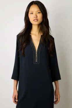 Robe Mi-Longue Col Zippe Marine - Eliff<Gerard Darel Discount