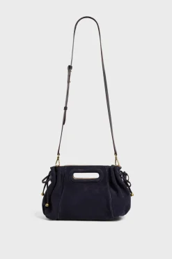 Sac A Main Cuir Velours Bleu - Mini Dany<Gerard Darel Clearance