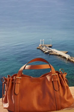 Sac A Main En Cuir Femme Camel Le 24H<Gerard Darel Best