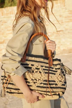 Sac A Main En Raphia Raye- 24Gd Raphia<Gerard Darel Clearance