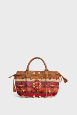 Sac A Main En Raphia Raye Rouge - 24Gd<Gerard Darel Hot
