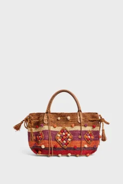 Sac A Main En Raphia Raye Rouge - 24Gd<Gerard Darel Hot