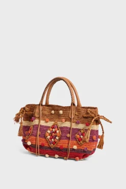 Sac A Main En Raphia Raye Rouge - 24Gd<Gerard Darel Hot