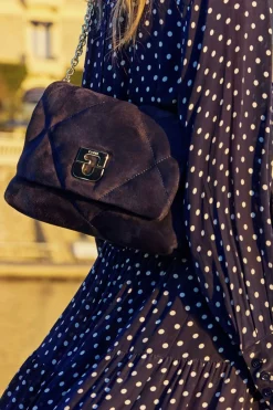 Sac Bandouliere Cuir Matelasse Bleu - Fanny<Gerard Darel Clearance