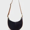 Sac Demi-Lune En Cuir Velours Bleu - Suzanne<Gerard Darel Discount