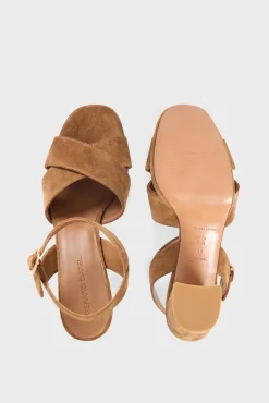 Sandales A Plateforme Cuir Velours Cognac - Lya<Gerard Darel Sale