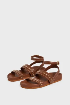 Sandales En Cuir Et Clous Cognac - Arianne<Gerard Darel New