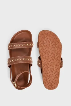 Sandales En Cuir Et Clous Cognac - Arianne<Gerard Darel New
