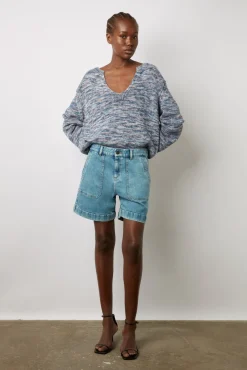 Short En Jean Clair Nuage - Cassis<Gerard Darel Clearance