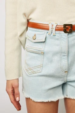 Short Frange A Monogramme Bleu Ciel - Farel<Gerard Darel Discount