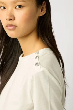 Tshirt A Boutons Strass Ecru - Myrtha<Gerard Darel Sale