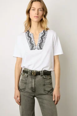 Tshirt Au Col Brode Ecru - Maysam<Gerard Darel Hot