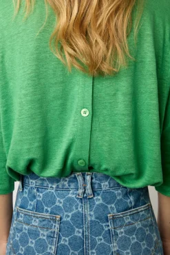 Tshirt Au Dos Boutonne Vert - Magnolia<Gerard Darel Outlet